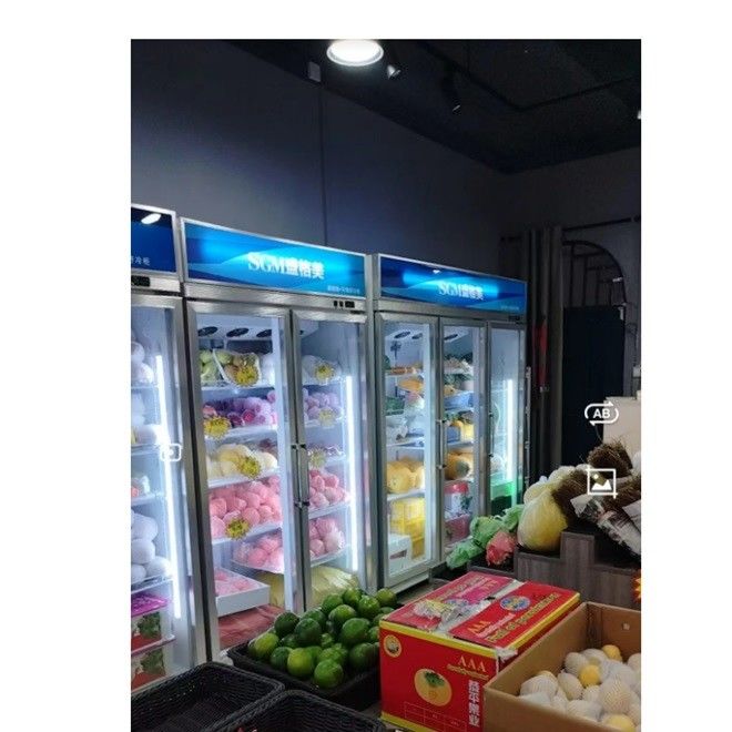 220V Fruit And Vegetable Display Refrigerator Cooler Customized Service